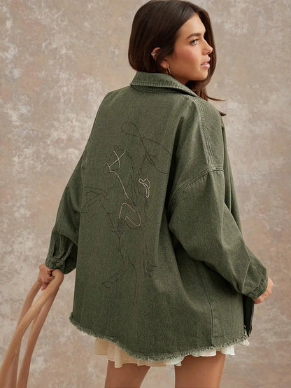 Western Cowgirl Embroidered Denim Jacket for Women